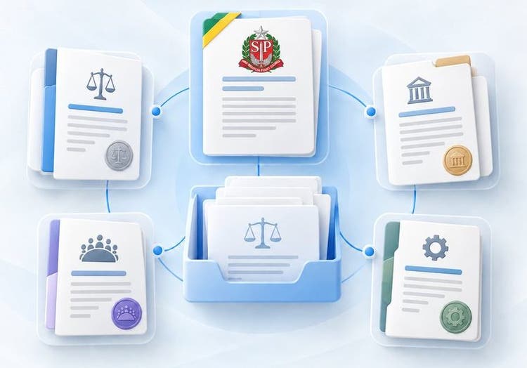 Documentos de espécies diferentes ligados entre si como partes de um mesmo sistema